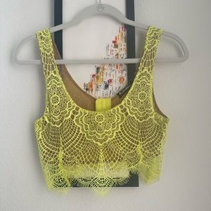 For Love & Lemons Yellow Crop Top Size Small Coachella